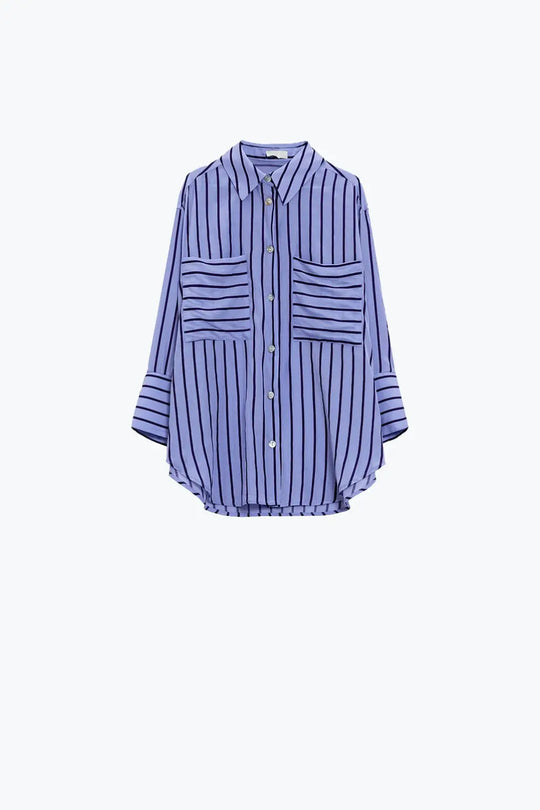 Lavander shirt with purple stripes and chest pockets - PURPLE / ONE - Shirts