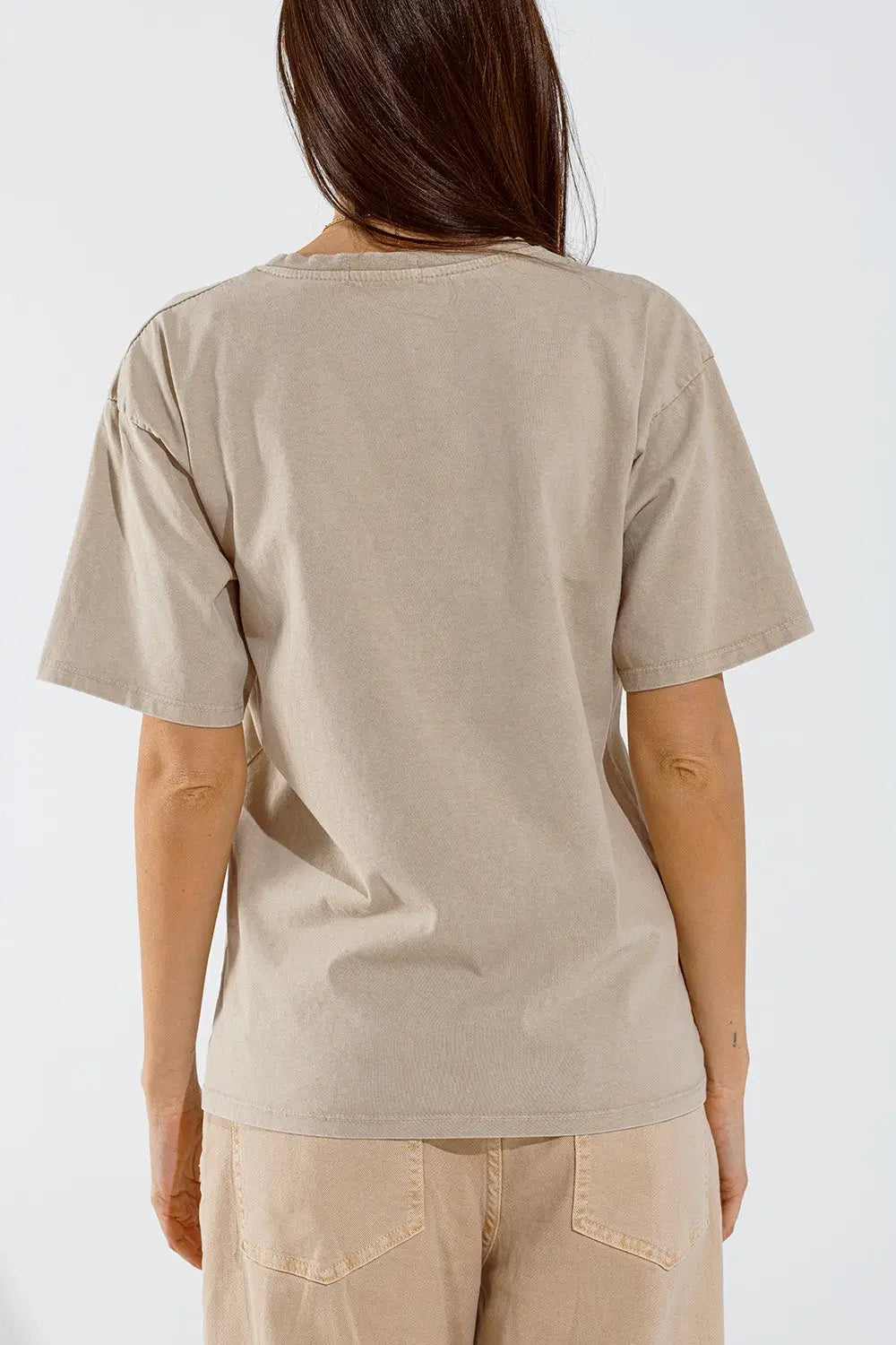 Washed Effect Hawaii T-Shirt In Beige - BEIGE / ONE - T-Shirts