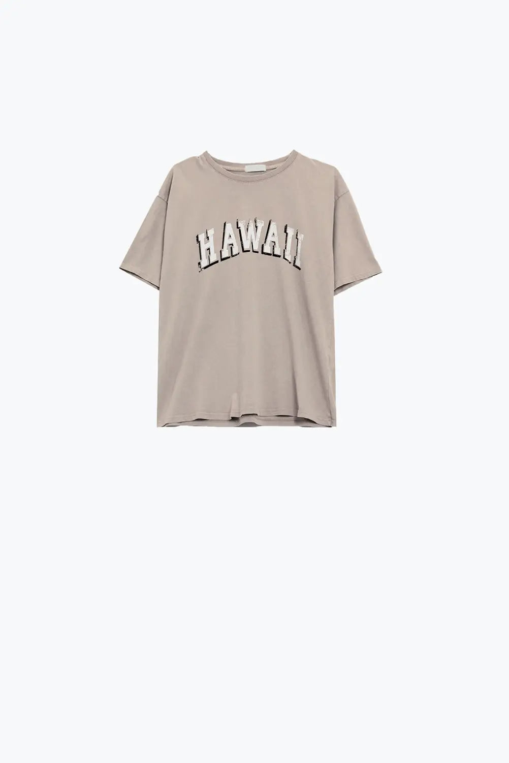 Washed Effect Hawaii T-Shirt In Beige - BEIGE / ONE - T-Shirts