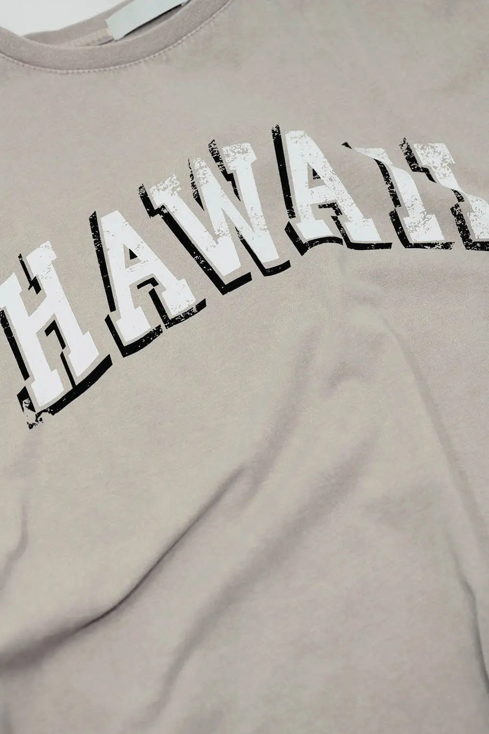 Washed Effect Hawaii T-Shirt In Beige - BEIGE / ONE - T-Shirts