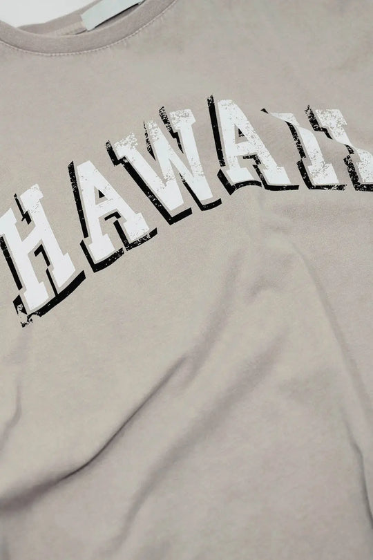 Washed Effect Hawaii T-Shirt In Beige - BEIGE / ONE - T-Shirts