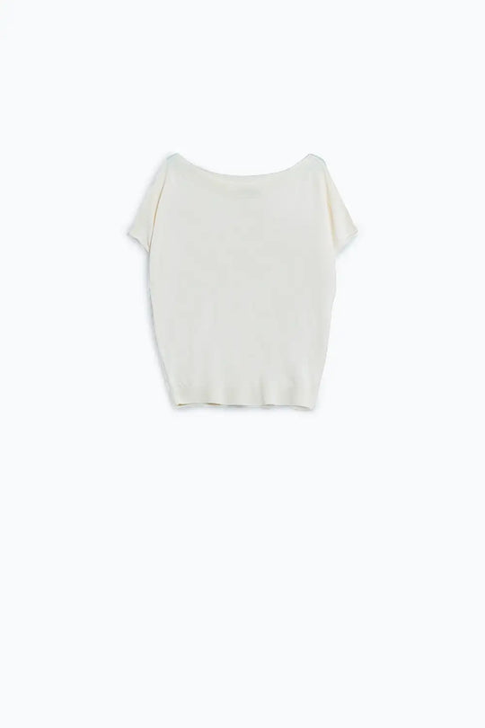 Beige boat neck relaxed sweater - BEIGE / ONE - Sweaters