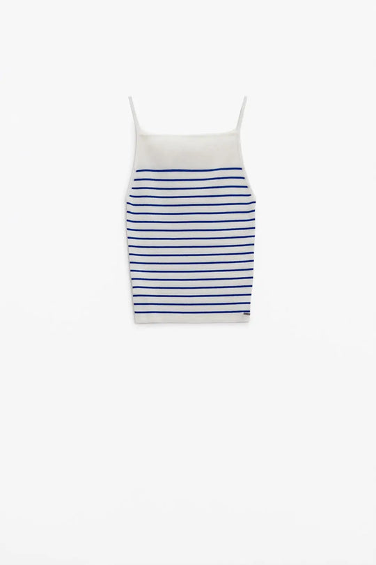 White top with blue stripes and thin straps - Tops Sweaters