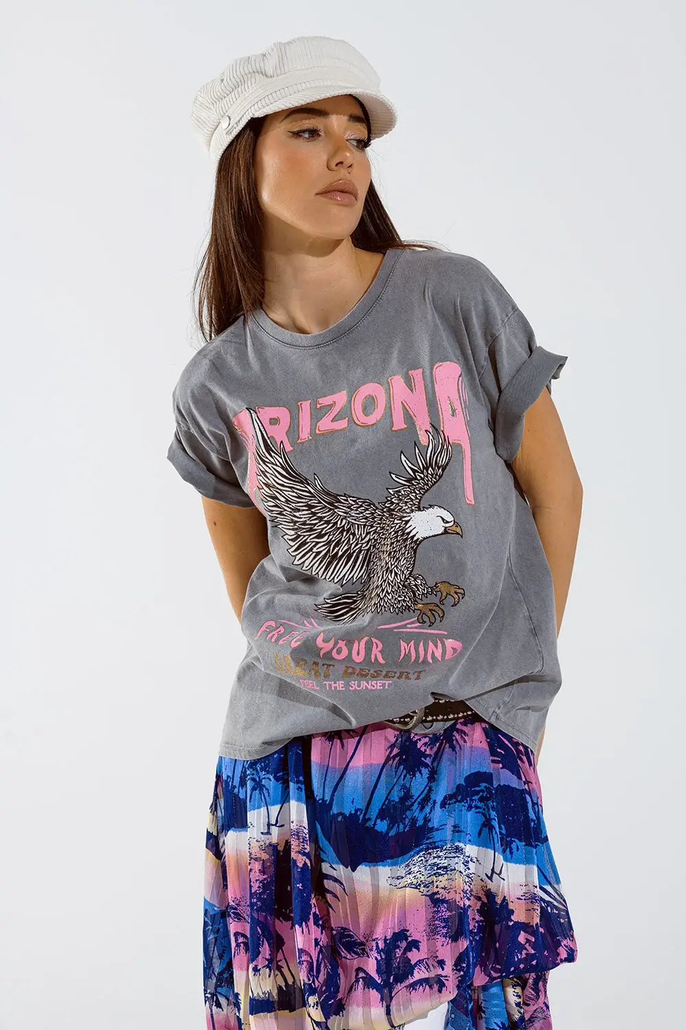 Arizona T-shirt with Eagle Digital Print in Grey - GRAY / ONE - T-Shirts