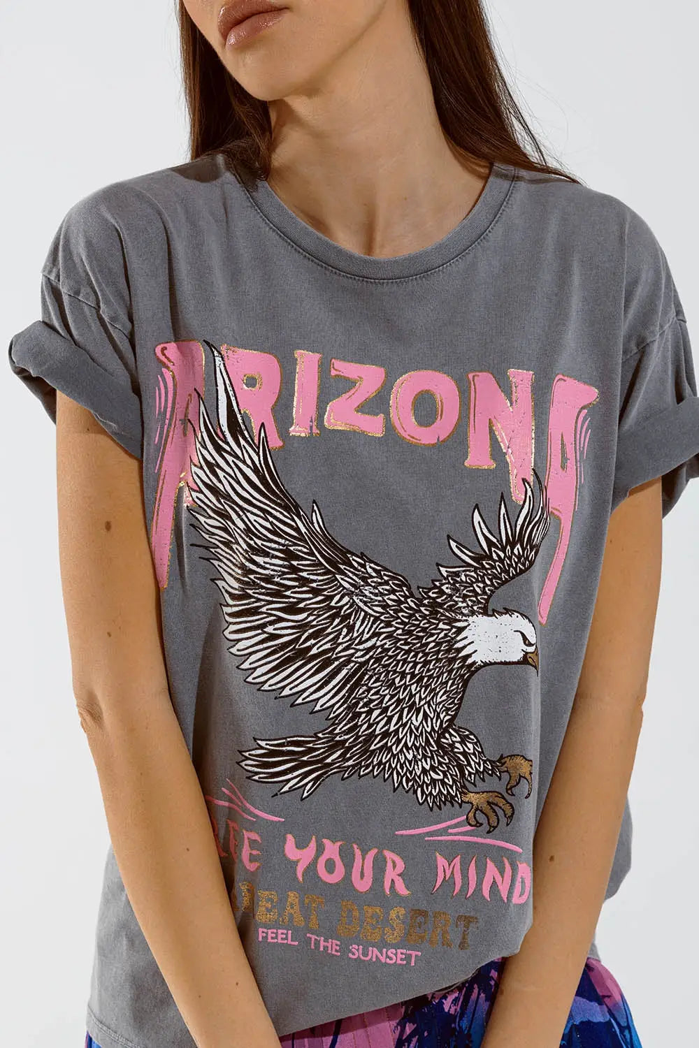Arizona T-shirt with Eagle Digital Print in Grey - GRAY / ONE - T-Shirts