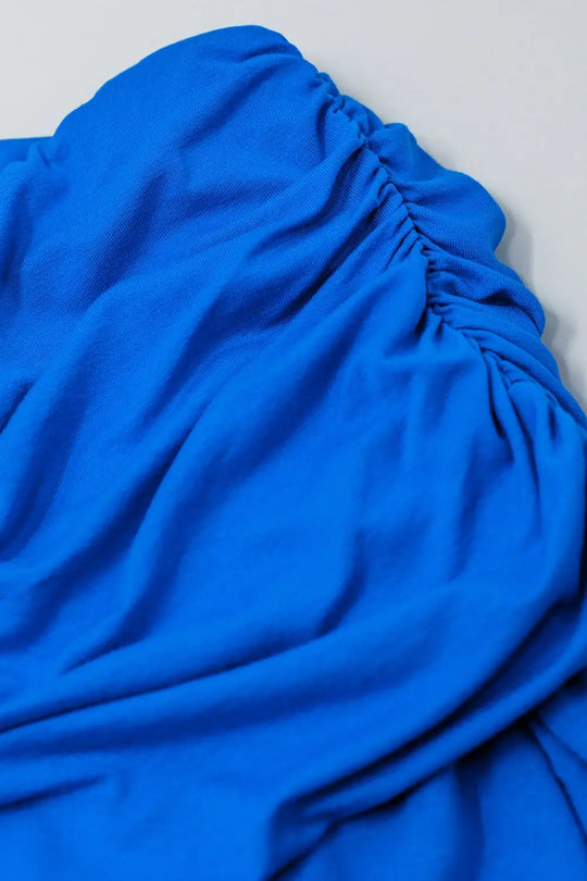 Bodycon Off Shoulder Top In Blue - Tops