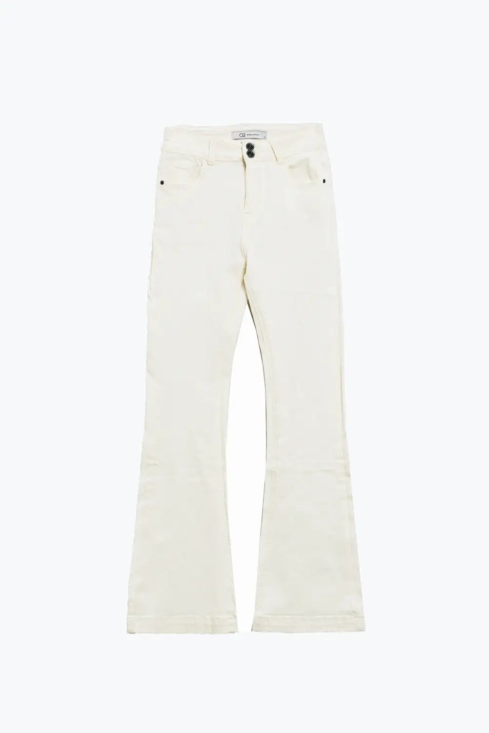 Skinny Flared Jeans With Double Button Detail in White - Colored Jeans