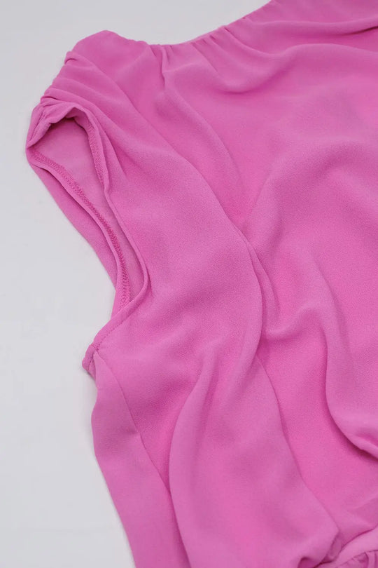 Pink Top With Ruche Design - Tops