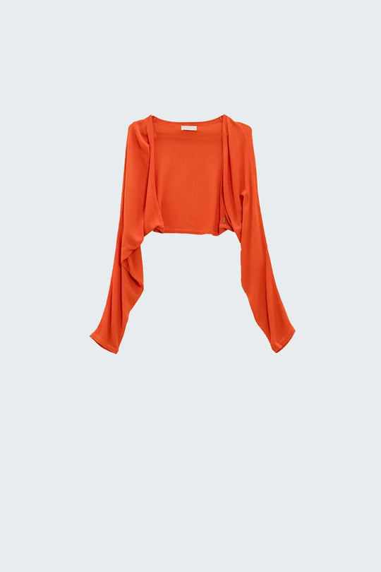 orange fine knit bolero cardigan - Cardigans
