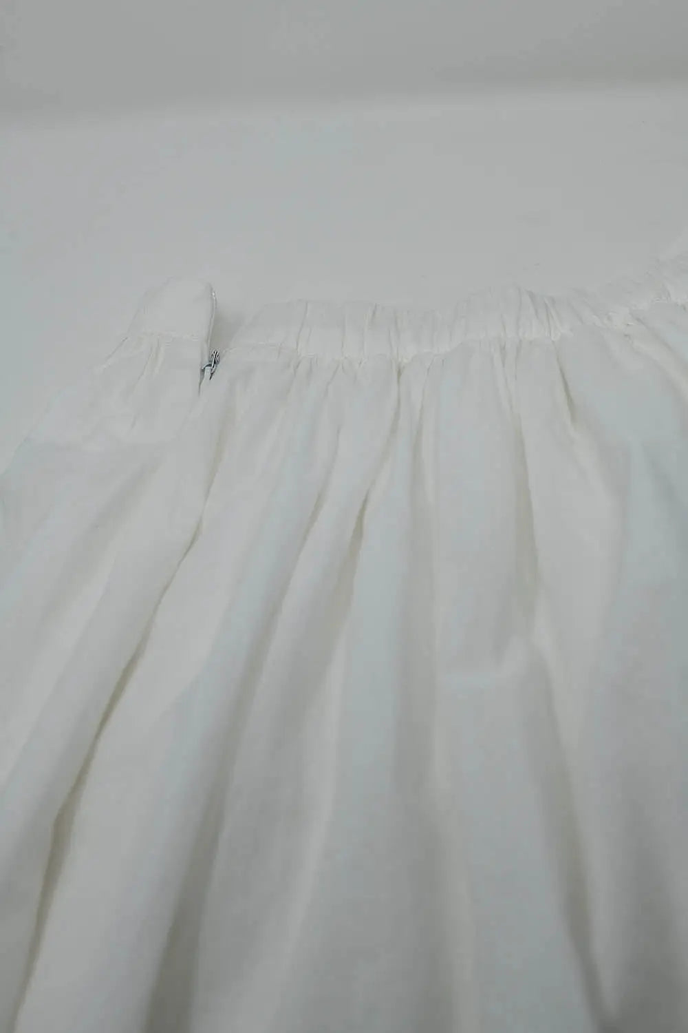 Flowy Drop Waist White Skirt With Brown Ombre Detail - Skirts