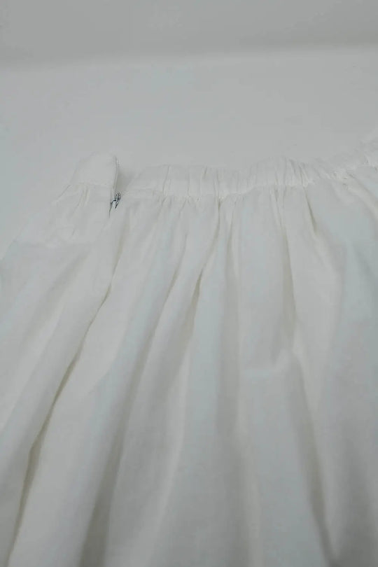 Flowy Drop Waist White Skirt With Brown Ombre Detail - Skirts