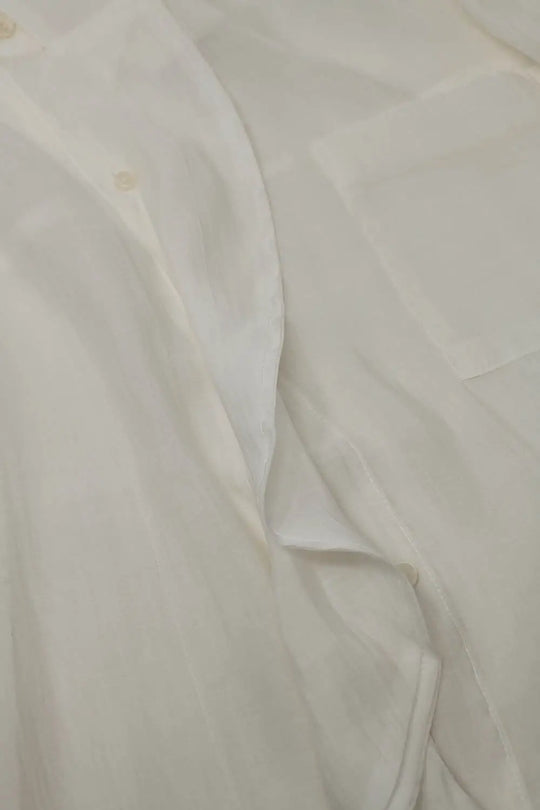 Semi Sheer White Blouse With Ruffle Detail Down The Front - Shirts