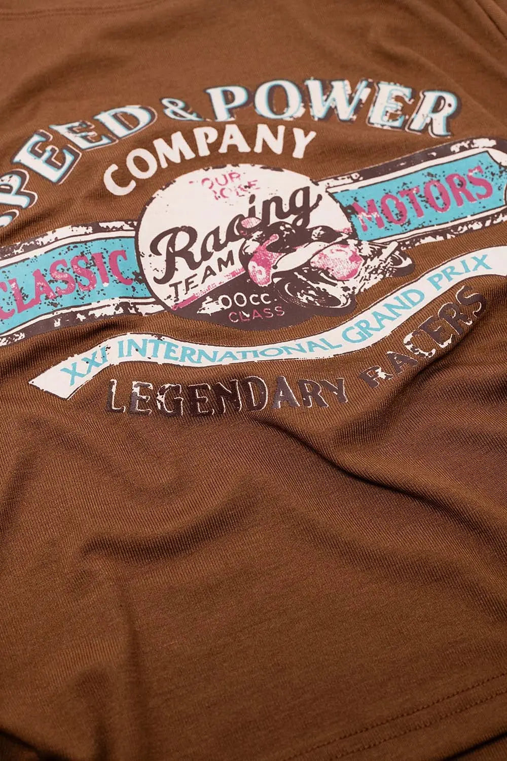 Brown Crew Neck T-shirt With Graphic Print - T-Shirts