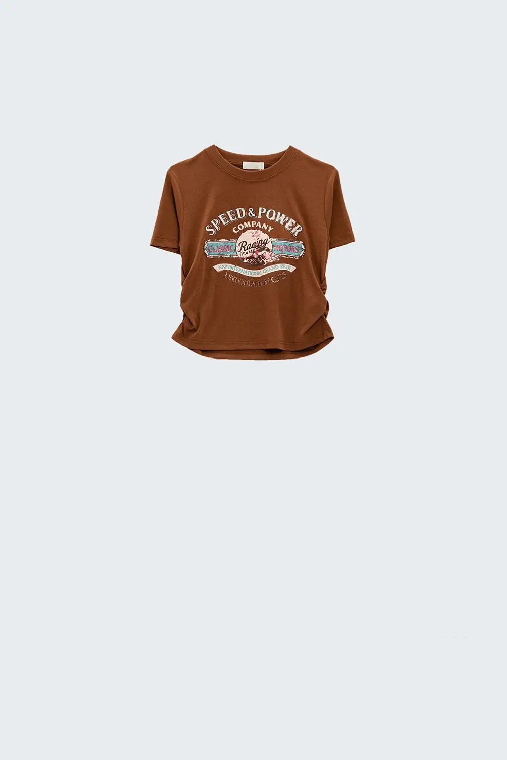 Brown Crew Neck T-shirt With Graphic Print - T-Shirts