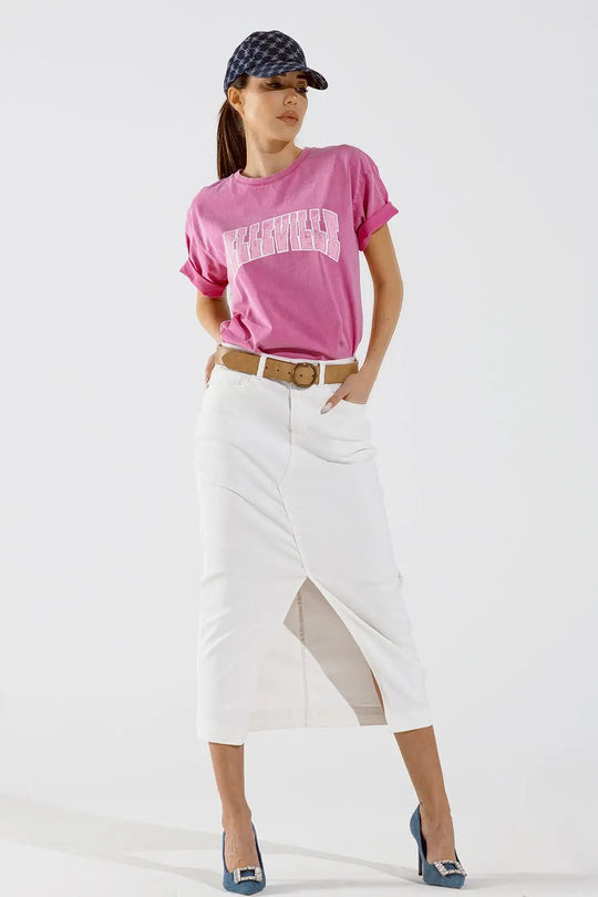 Belleville T-Shirt With Washed Effect In Pink - PINK / ONE - T-Shirts