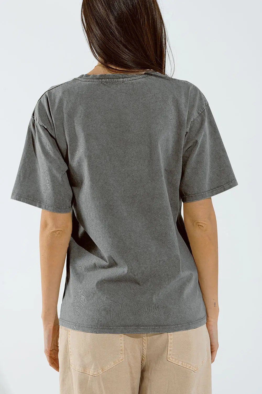 Washed Effect Hawaii T-Shirt In Grey - GRAY / ONE - T-Shirts