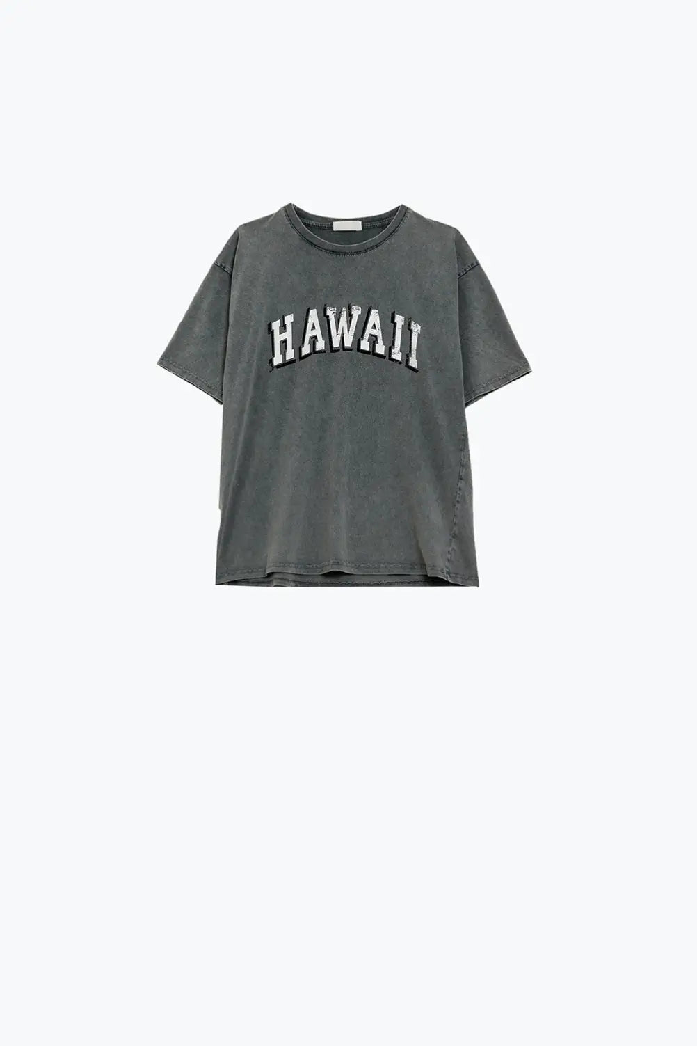 Washed Effect Hawaii T-Shirt In Grey - GRAY / ONE - T-Shirts
