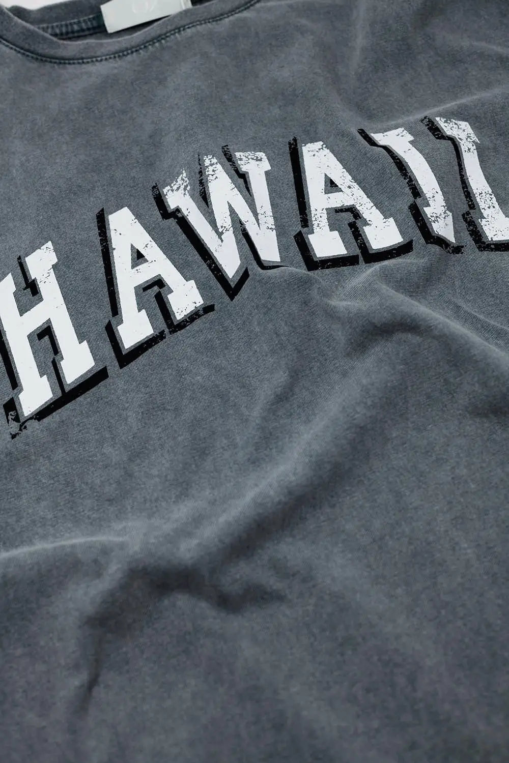 Washed Effect Hawaii T-Shirt In Grey - GRAY / ONE - T-Shirts