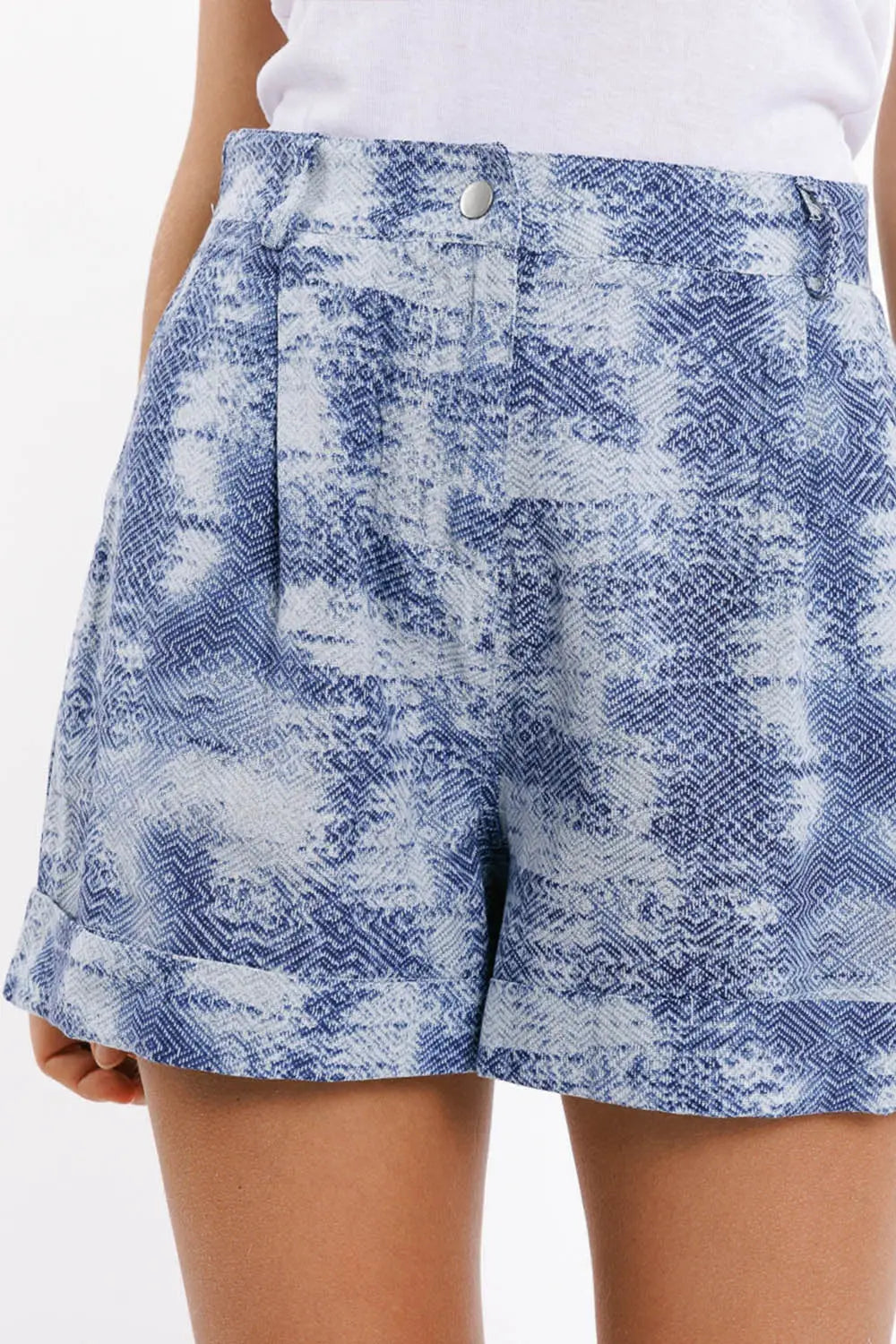 Shorts In Tie Dye Blue With Front And Back Pockets - Pants