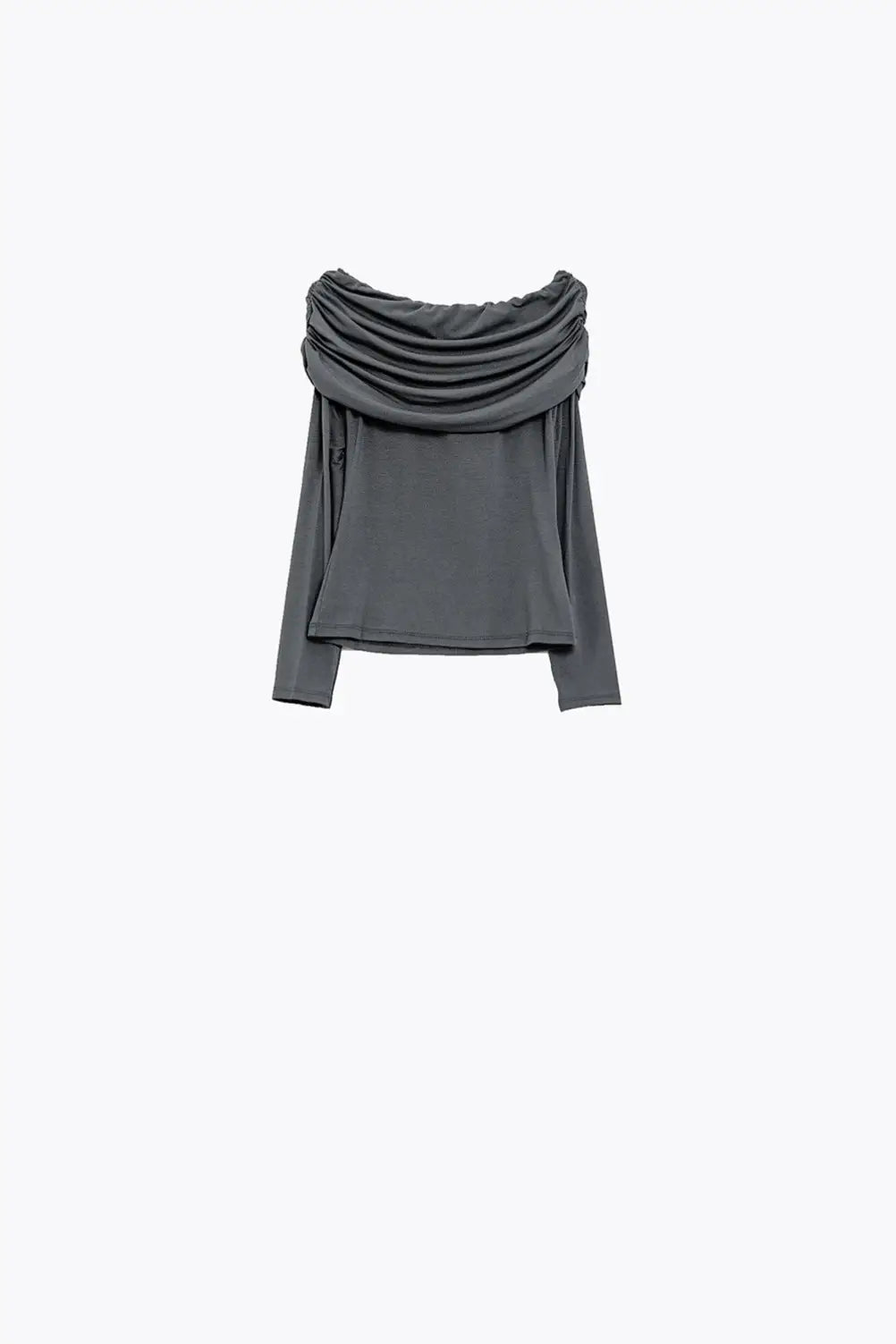 Bodycon Off Shoulder Top In Grey - T-Shirts Tops