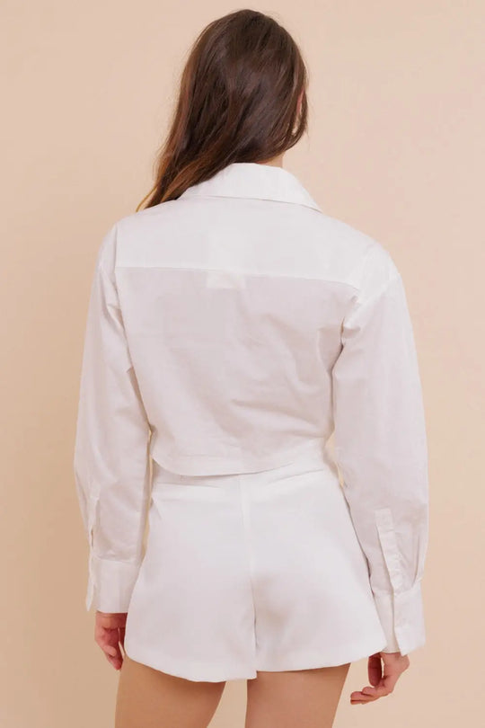 Wrap Mini Skort in White - Skirts Pants