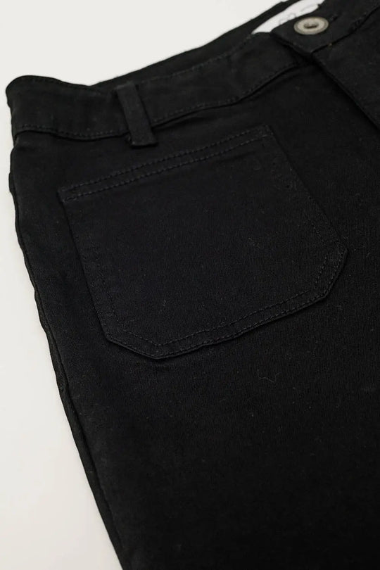 Black Skinny Flared Jeans With Front Pocket Detail - Colored Jeans