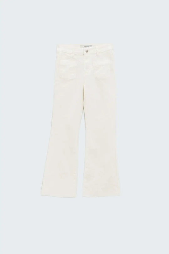 White Skinny Flared Jeans With Front Pocket Detail - Colored Jeans