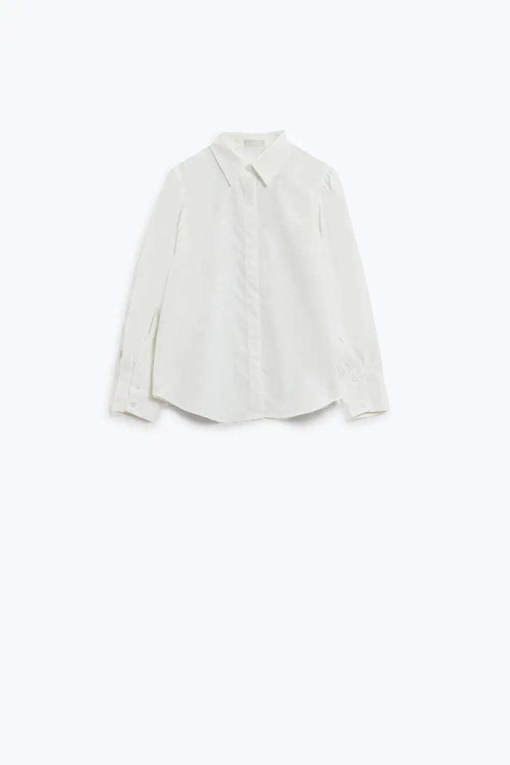 Basic poplin White shirt with balloon long sleeves - Shirts