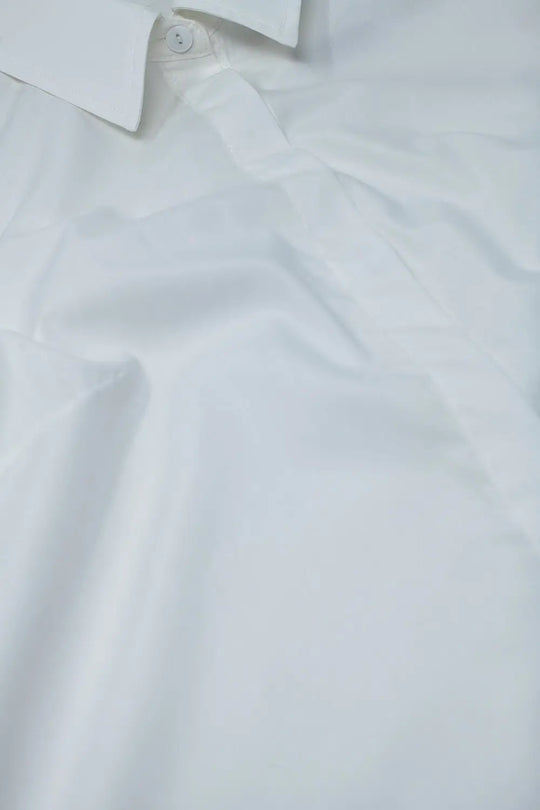 Basic poplin White shirt with balloon long sleeves - Shirts