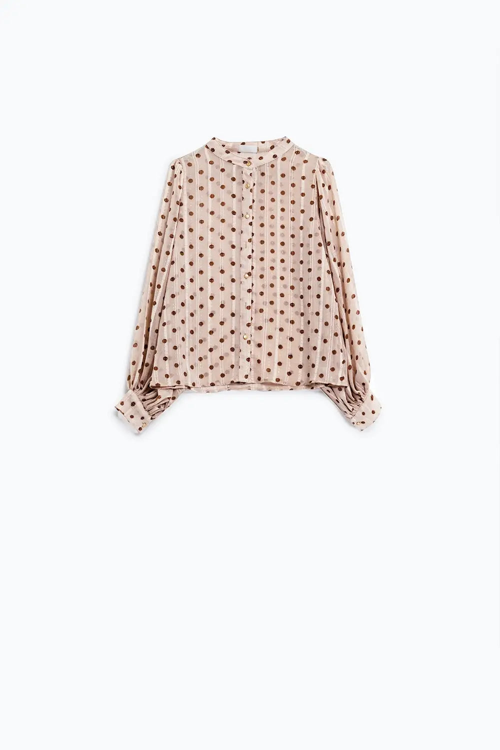 Blouse with balloon sleeves and polka dots in Beige - Shirts