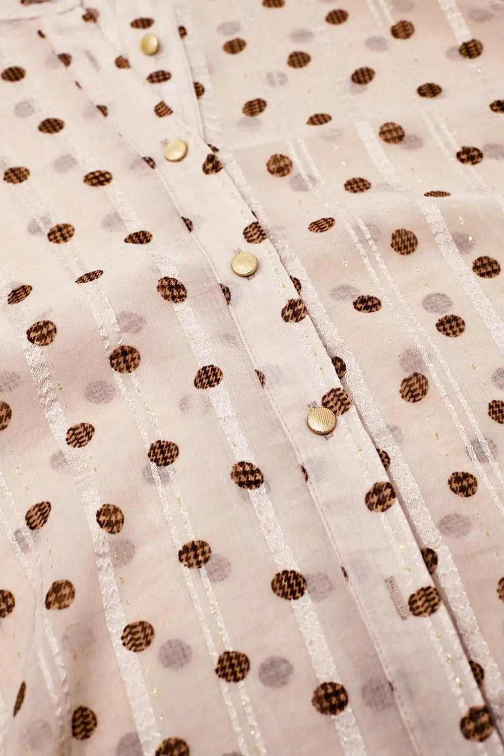 Blouse with balloon sleeves and polka dots in Beige - Shirts