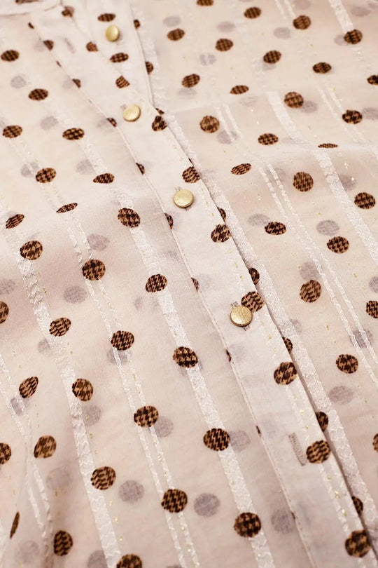Blouse with balloon sleeves and polka dots in Beige - Shirts
