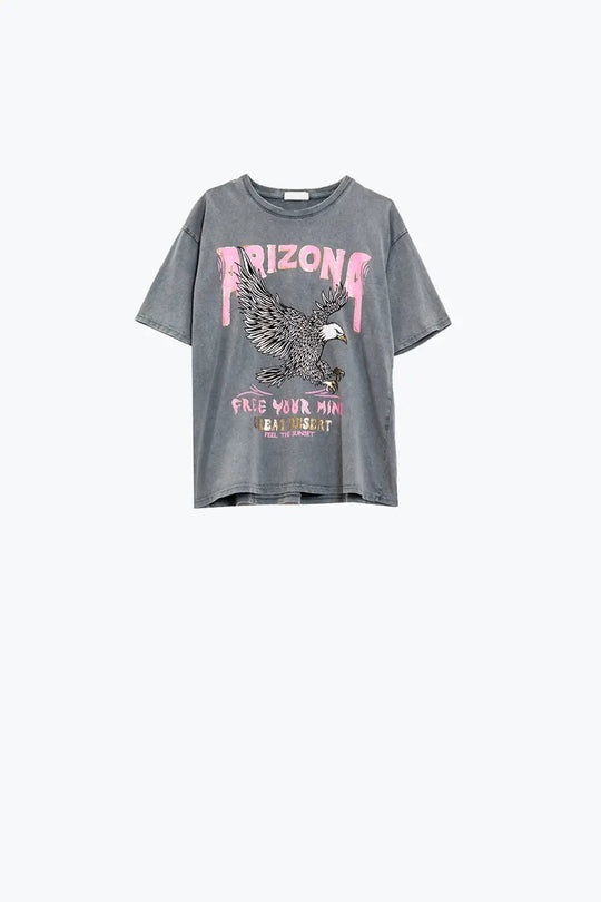Arizona T-shirt with Eagle Digital Print in Grey - GRAY / ONE - T-Shirts