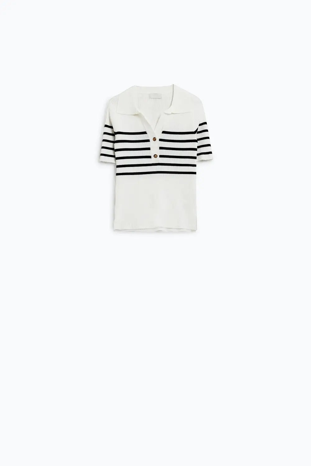Striped polo with button detail in white - Sweaters