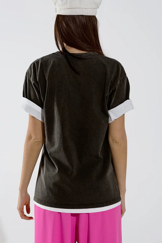 Black Relaxed t-shirt printed LA Los Angeles logo - BLACK / ONE - T-Shirts