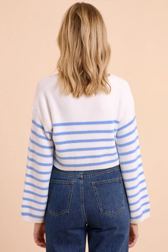 Cropped sweater with stripes and boat neck - Sweaters