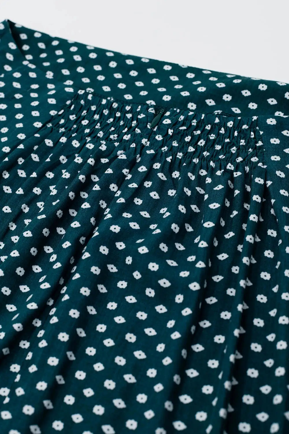 Maxi Skirt in Green With Flower Print and Side Slit - Skirts