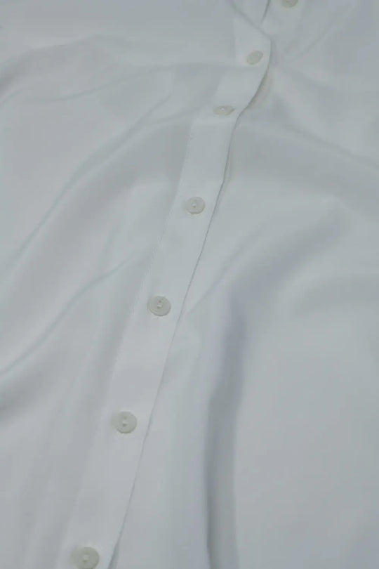 Mao Collar Sleeveless White Button up Blouse - Shirts