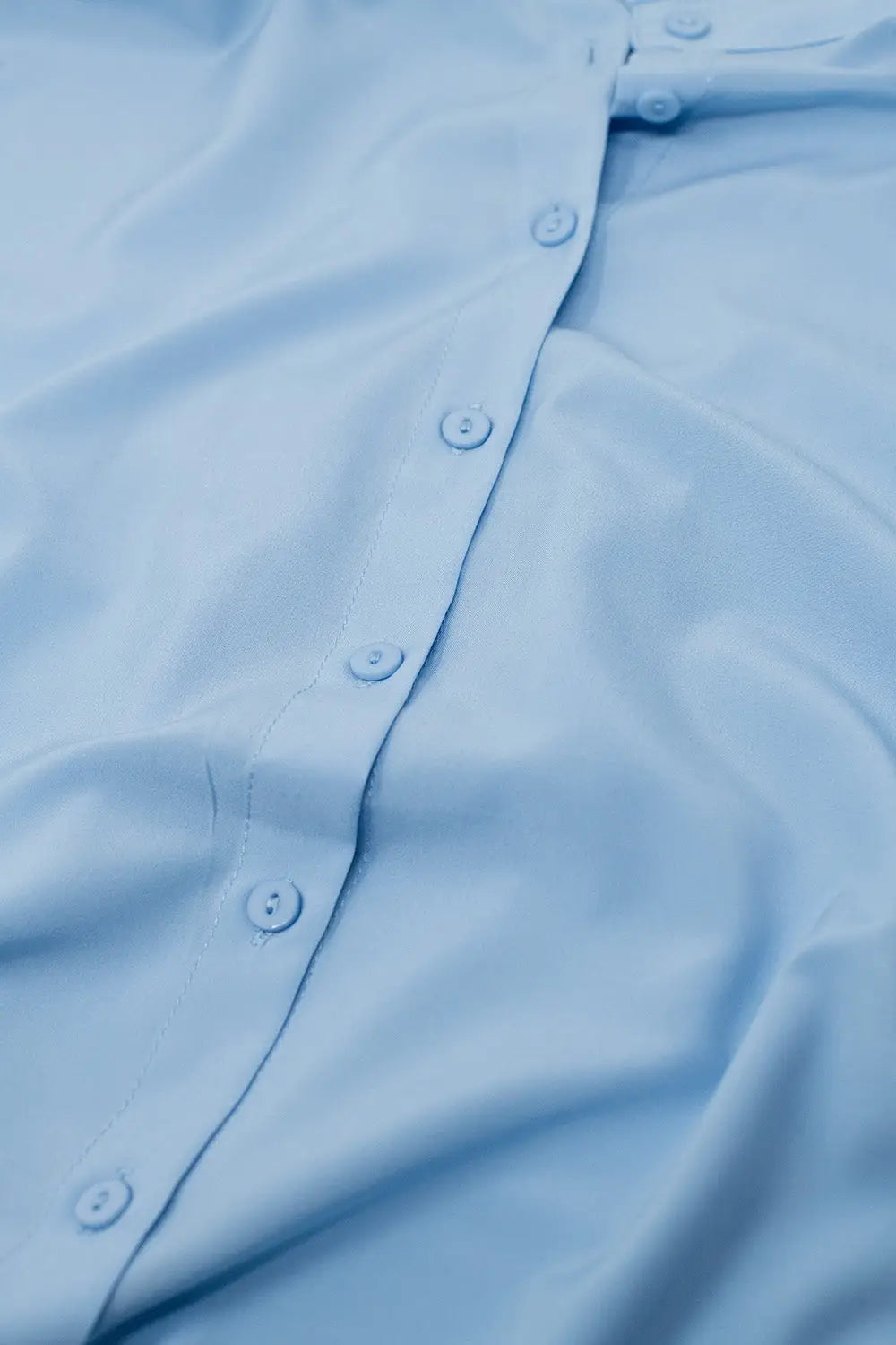 Mao Collar Sleeveless Blue Button up Blouse - Shirts