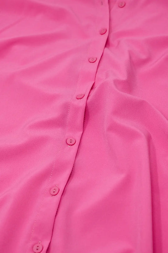 Mao Collar Sleeveless Pink Button up Blouse - Shirts