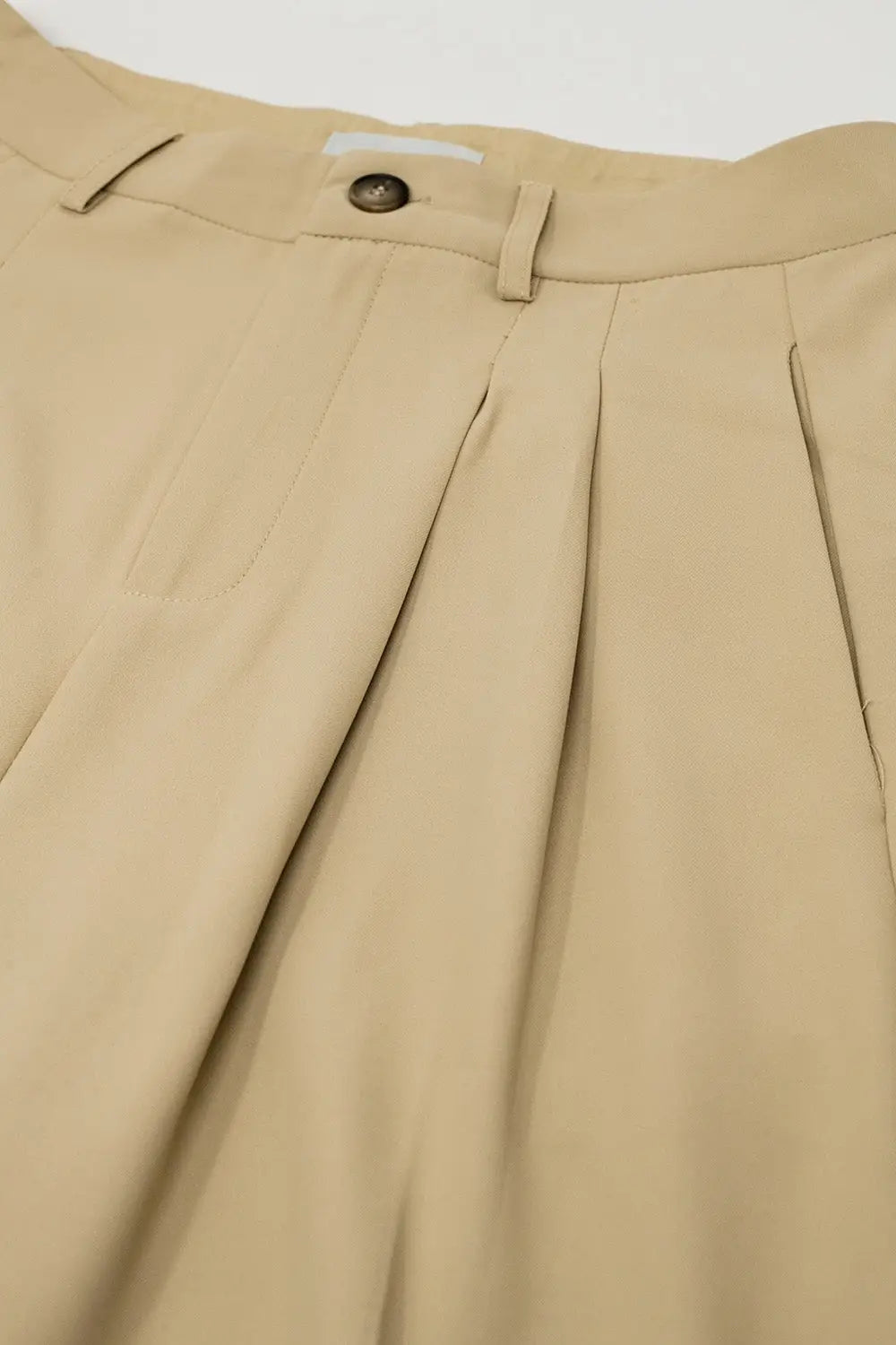 Straight Leg Trousers With Side Pockets and Darts in Beige - Pants