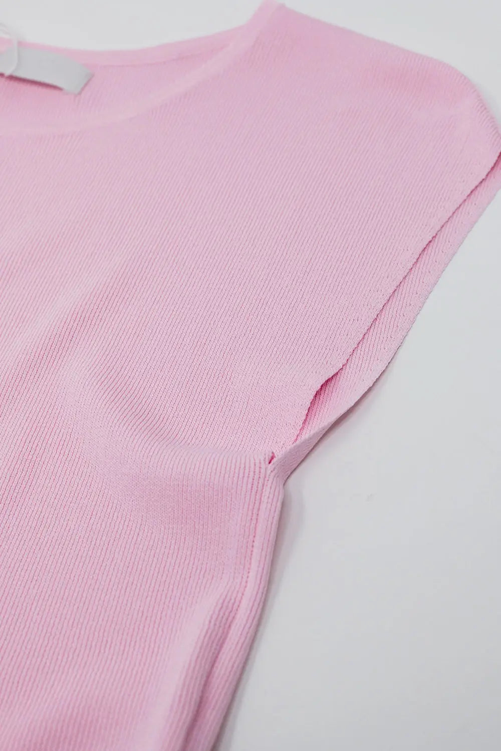 Cropped Knitted Short Sleeves T-shirt in Pink - PINK / ONE - Tops Sweaters