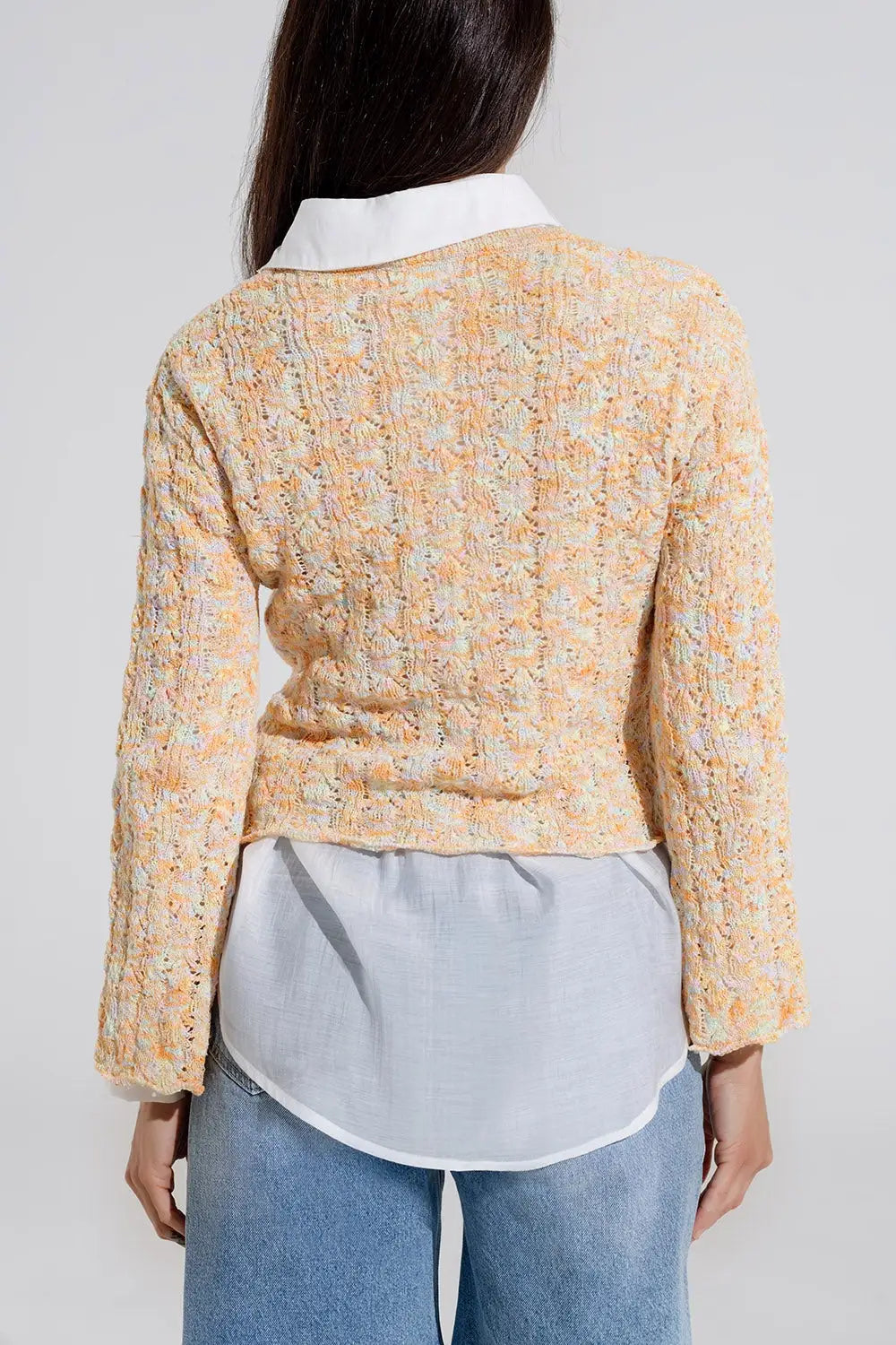 Multicolor Sweater With Flared Sleeves - Sweaters