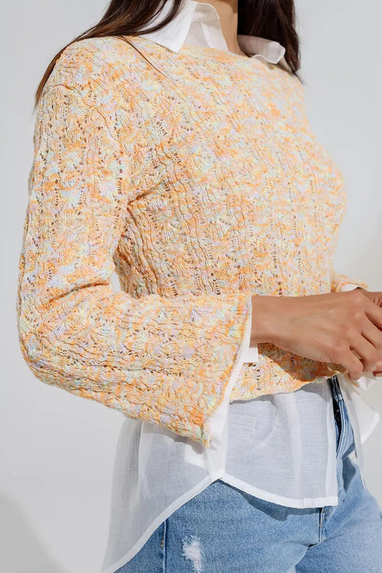 Multicolor Sweater With Flared Sleeves - Sweaters