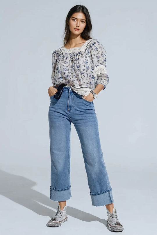 romantic blouse with flowers and lace detail - Shirts