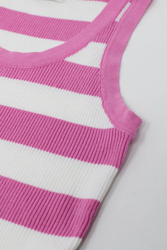 Pink Tank Top With Wide Stripes in white - PINK / ONE - Sweaters