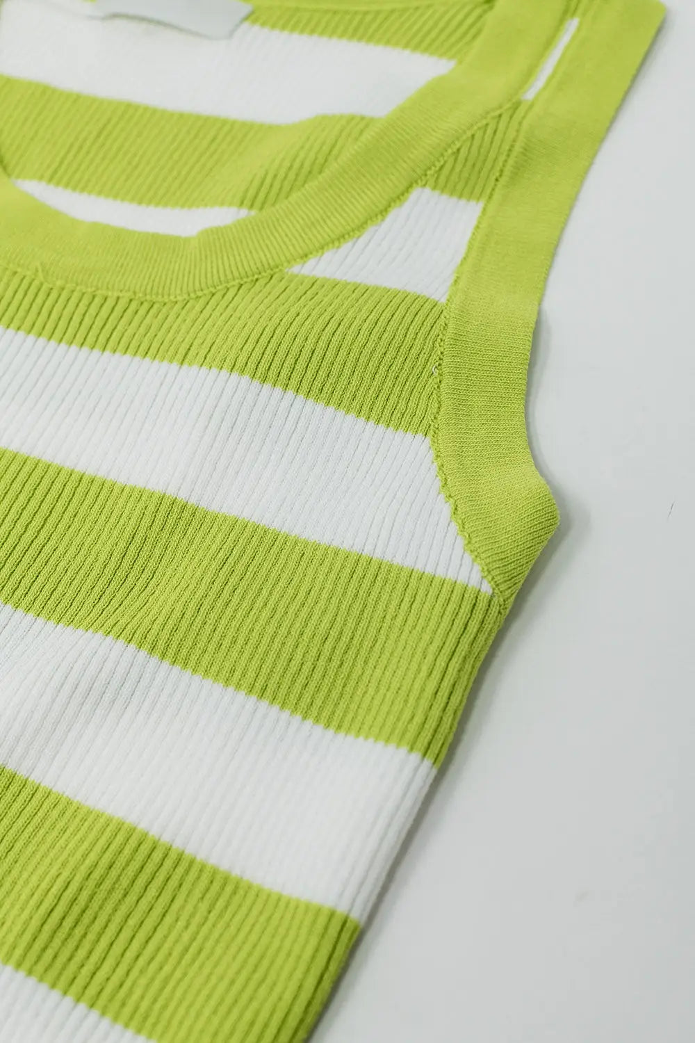 White Tank Top With Wide Stripes in Lime Green - GREEN / ONE - Sweaters