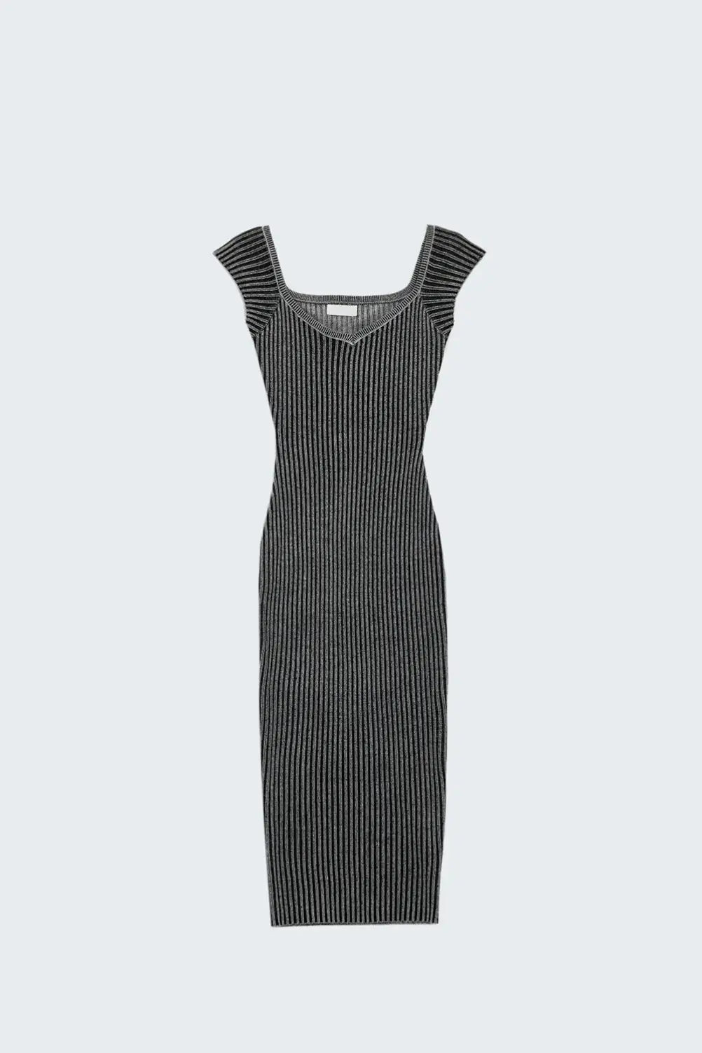 Black Midi Thick Rib Bodycon Dress With Cap Sleeves - BLACK / ONE - Dresses