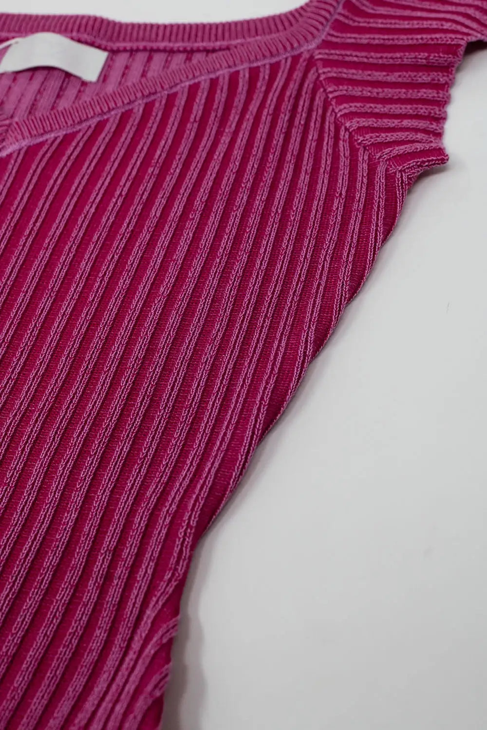 Pink Midi Thick Rib Bodycon Dress With Cap Sleeves - FUCHSIA / ONE - Dresses