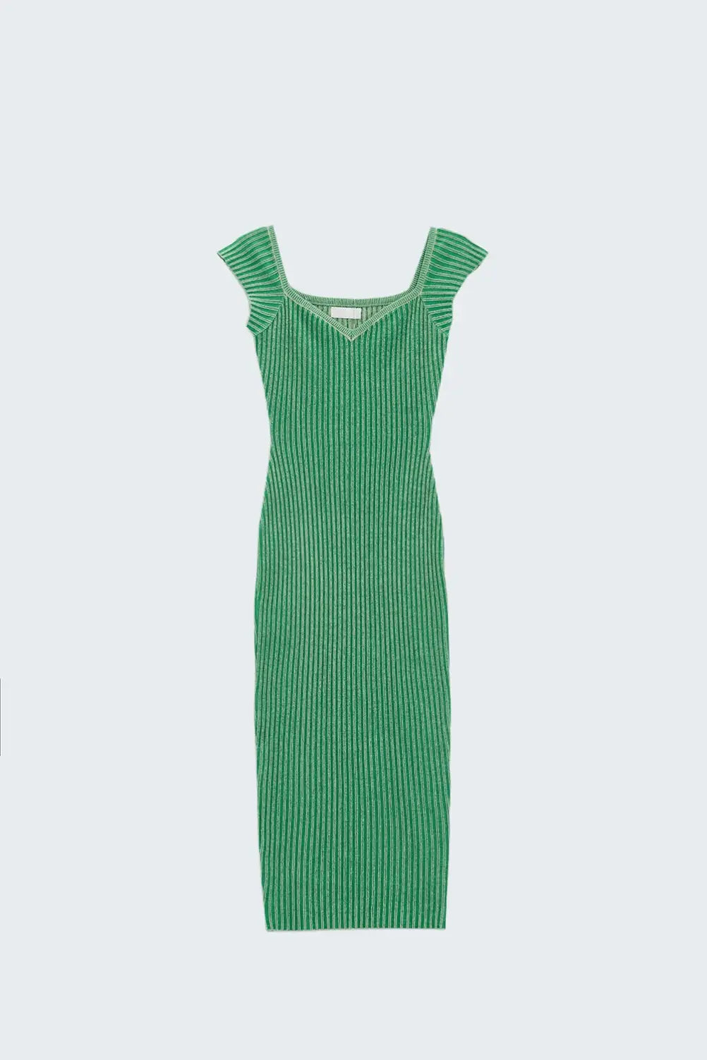 Green Midi Thick Rib Bodycon Dress With Cap Sleeves - GREEN / ONE - Dresses